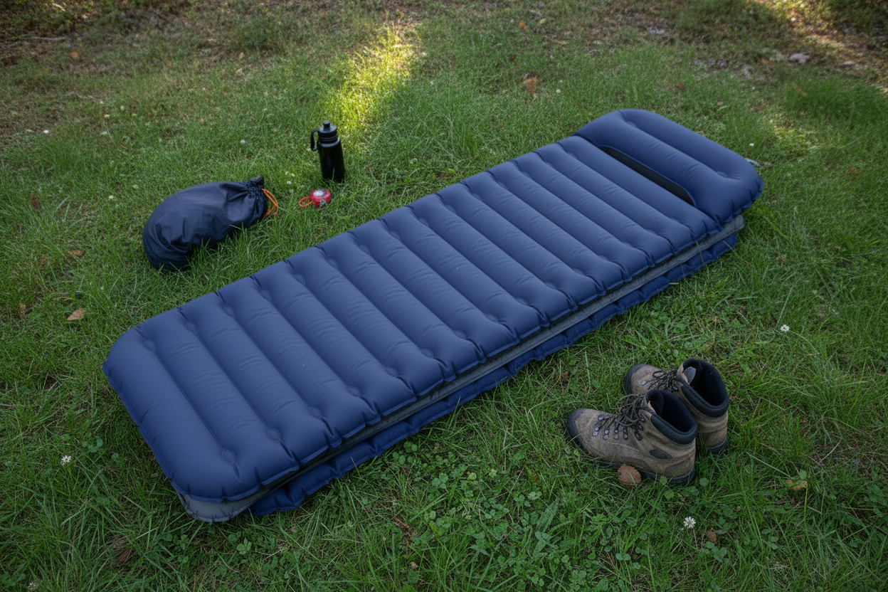 Camp & Go Inflatable Camping Mattress navy blue – portable outdoor sleeping mattress