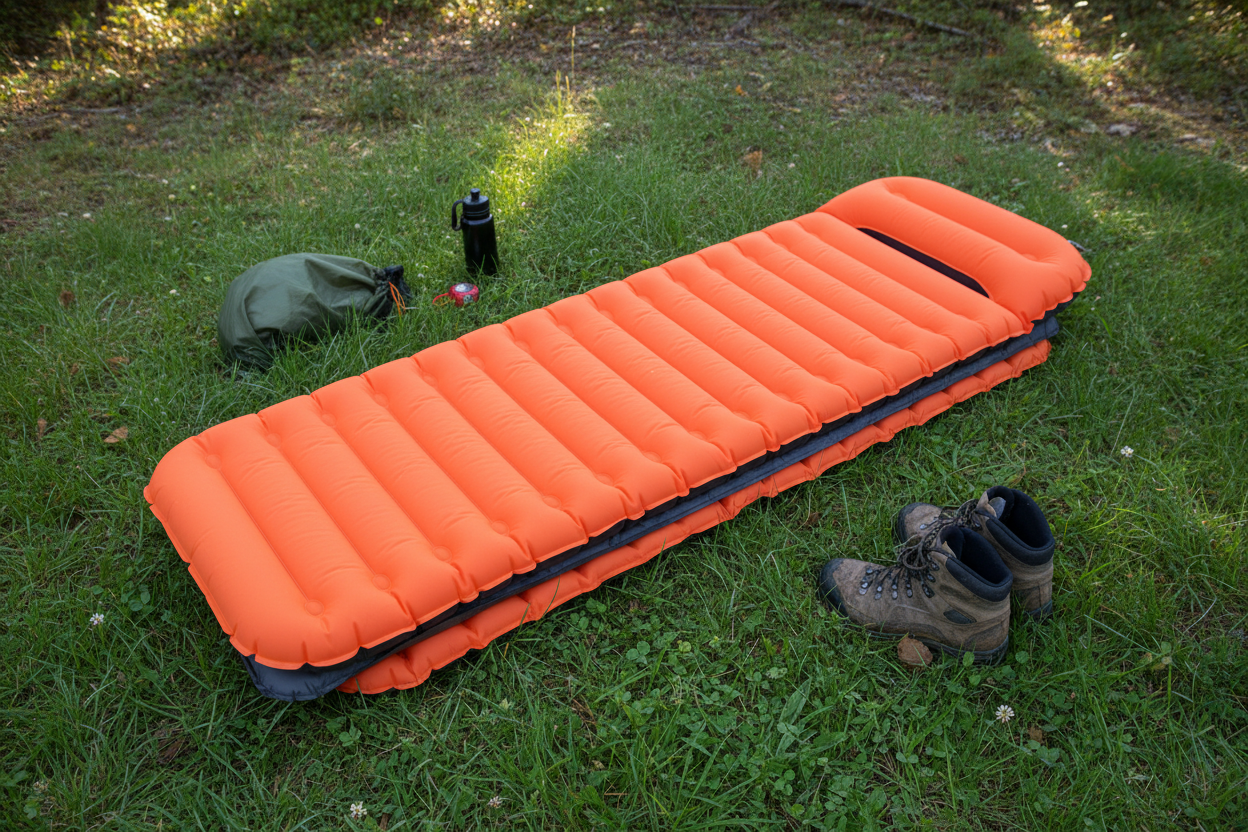 Camp & Go Inflatable Mattress - Orange Flat Lay