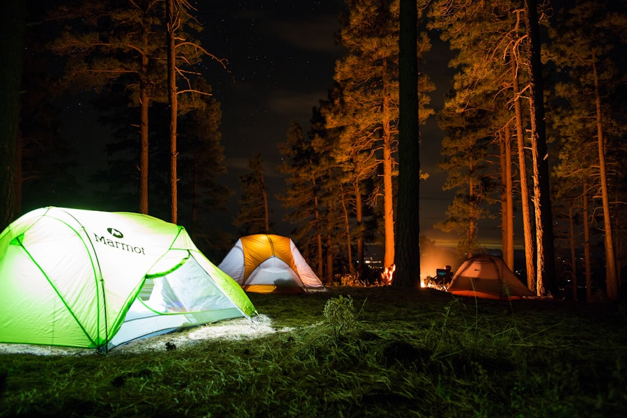 Person sitting in ultralight camping chair outdoors